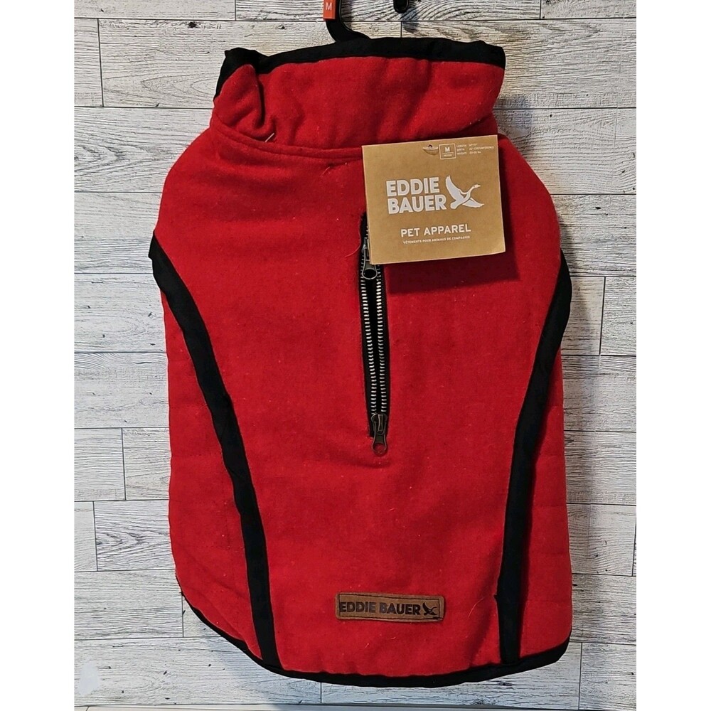 Eddie Bauer Dog Coat/Jacket Size M Medium Red Black Warm Pet Apparel